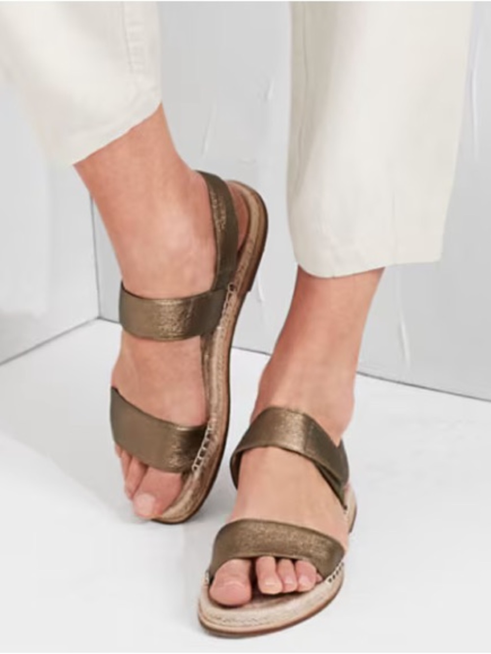 Eileen Fisher Max Bronze Leather Espadrille Sandals Size 8.5